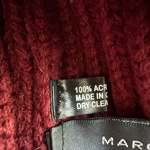 Marc Jacobs Burgundy Bordeaux Red Knit Ribbed Pom Pom Hat Beanie One Size main image 5